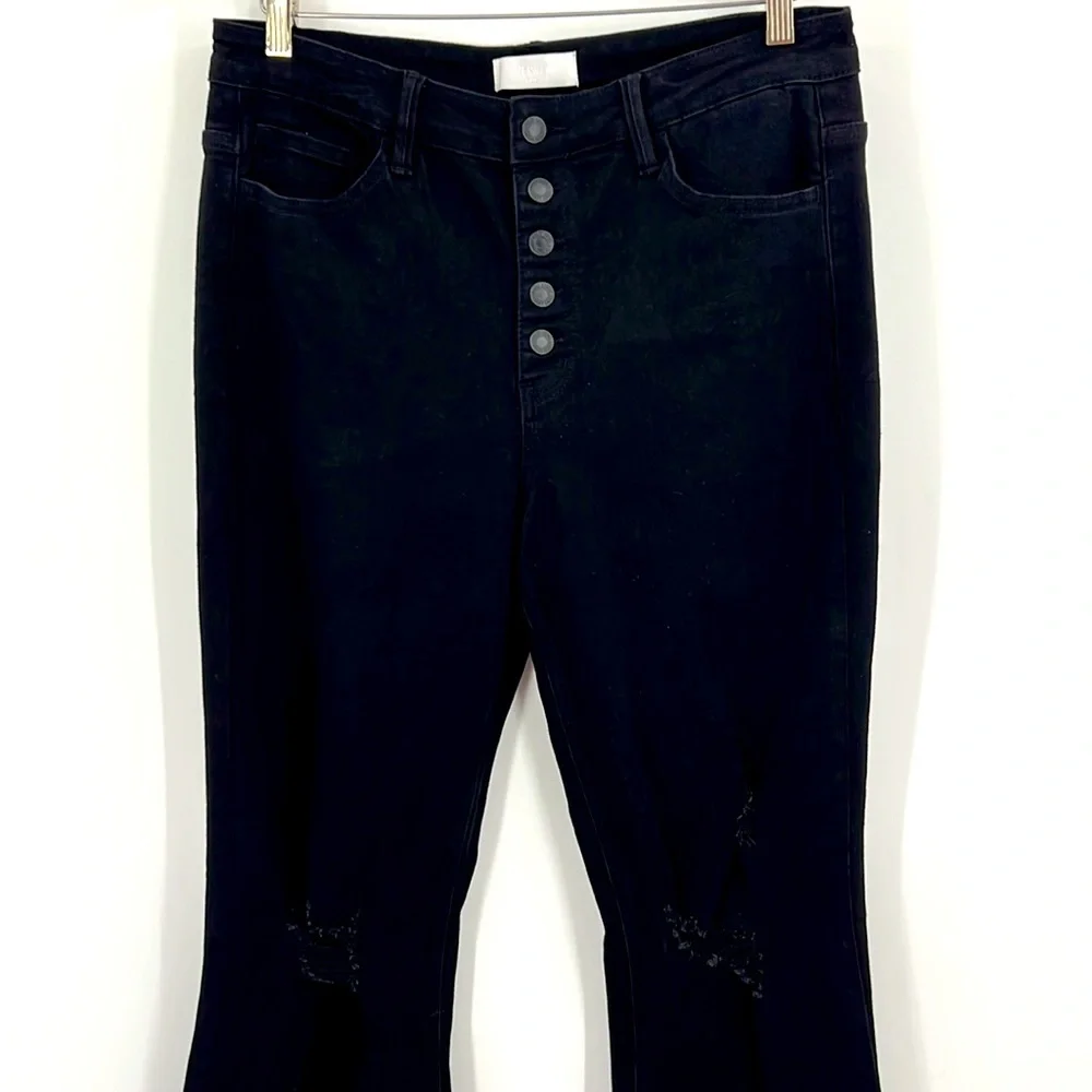 Vervet High Rise Super Flare Distressed Raw Hem VERVET by Flying Monkey Jeans 32